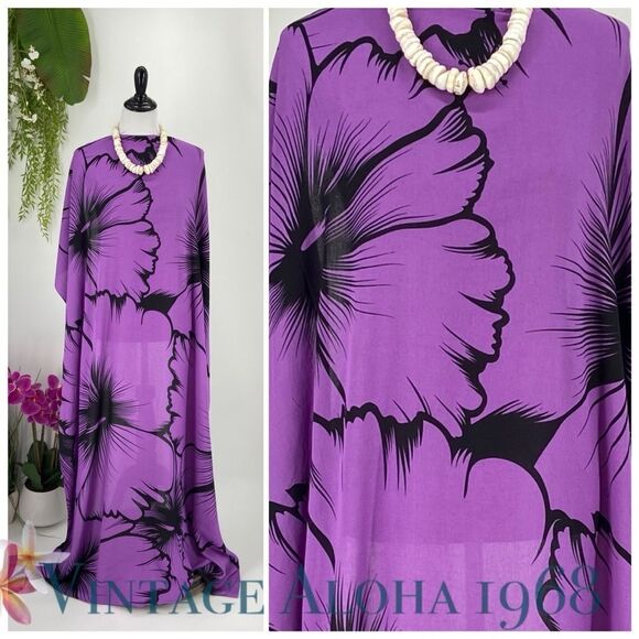 Purple/Black Hibiscus Floral SARONG Pareo Lavalava Beach Wrap Skirt Summ… - Picture 4 of 4